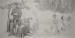 Image of Maria Driscoll McMahon's drawing Cornelius Commenced a Clearing